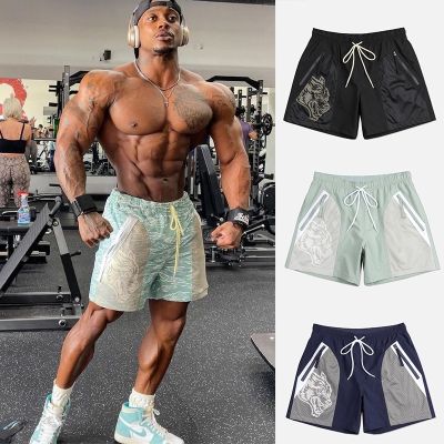Mens Fitness Training Sports Shorts Quick Drying Breathable Oversize Shorts Pocket Zipper Fashion Basketball Warm-up Running Fitness Pants