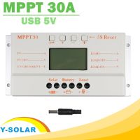 Solar Panel Controller MPPT 30A LCD Display 12V 24V Solar Regulator with Load Light and Timer Control for Max 50V Input Y-SOLAR