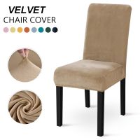 Soft Velvet Chair Cover Elastic Solid Chair Protector Slipcover Spandex Anti-dust Dining Room Chair Cover for Hoom Kitchen Hotel Sofa Covers  Slips