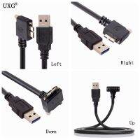 ☎ 90 Degree Right Up Down Angled Micro B USB 3.0 With Lock Screws Mount Data Charge cable for IDS AVT Point Grey industrial camera