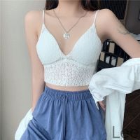 COD SDGREYRTYT Summer Korean lace V-neck slim back small suspender vest for womens inside and outside slim short Bra Top