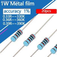 ∋❍☎ 20pcs 1W Metal Film Resistor 0.33 0.36 0.36 3.3 3.6 3.9 33 36 39 330 360 390 R K ohm Five-color Ring 1 Resistance 0.33R 0.36R