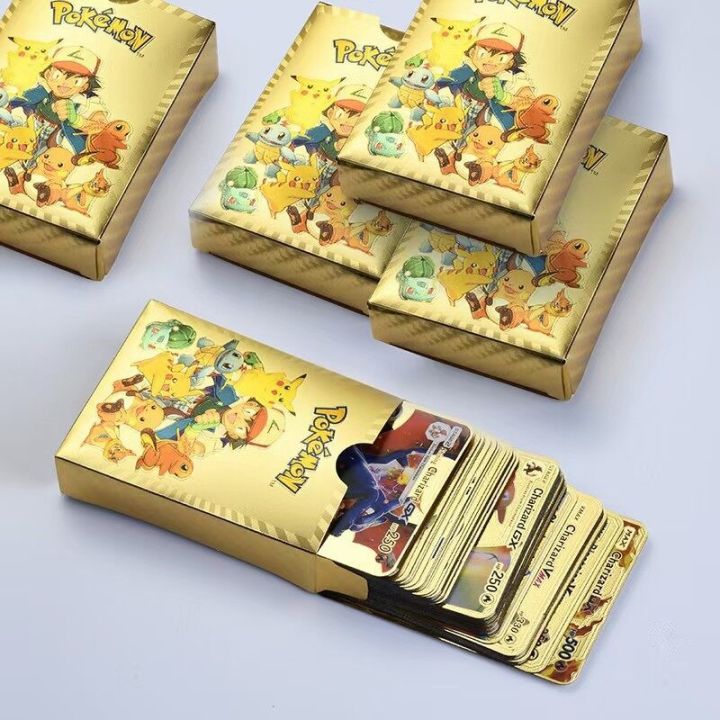 55 Pieces Golden Pokemon Cards Pokemon Board Game Cards Pokémon ...