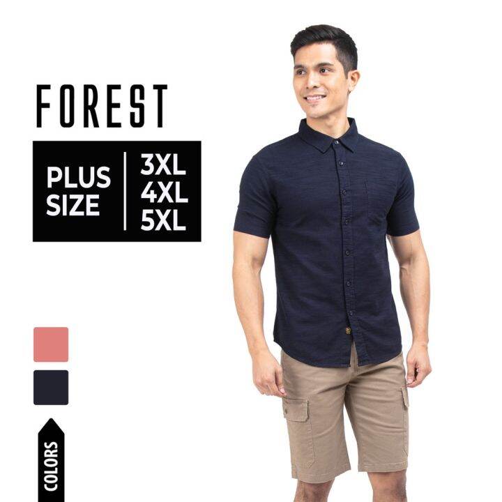 Forest Plus Size Cotton Woven Casual Plain Men Shirt