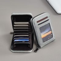 Canvas Men Business Card Holder Wallet Case Gray/black 9 Slots + 2 Big Position + 2 Outside Slots Zipper Male Credit Card Case Card Holders