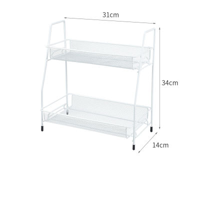 Double Layer Iron Wire Storage Rack Kitchen Basket Dish Home Bathroom Shelf Desktop Organizer Decor Rack Shelf Makeup Box