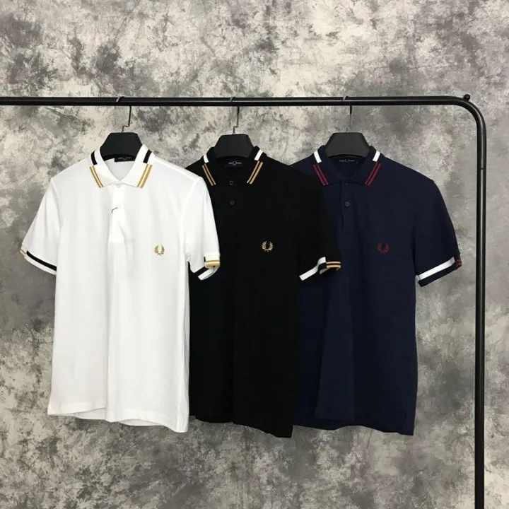 fredperry-british-trend-fredperry-ข้าวสาลีสีเสื้อโปโลลายทางปกแขนสั้นผู้ชายธุรกิจลำลองทุกวัน-fp