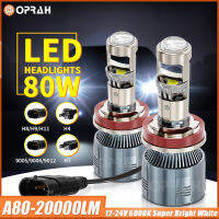 ✅Oprah 2ชิ้น12000LM A80 H4 H7 Led โปรเจ็คเตอร์ขนาดเล็ก H8 H11 Canbus 9005 HB4 9006 Hir2รถหลอดไฟหน้า120W โคมไฟ12V 24V 6000K กับอะแดปเตอร์ถอดรหัส Canbus ป้องกันการสั่นไหวของข้อผิดพลาดในการเตือนถอดรหัสตัวต้านทานหลอดไฟแคนเซลเลอร์