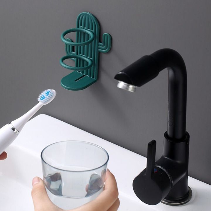 enddiiyu-รูปร่างแคคตัส-ที่ใส่แปรงสีฟัน-ระบายน้ำได้รวดเร็ว-อุปกรณ์ติดผนัง-ชั้นเก็บแปรงสีฟันไฟฟ้า-ทนทานต่อการใช้งาน-punch-free-ของใช้ในห้องน้ำ