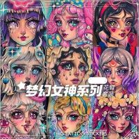9 Pieces/Set Originial Japanese Ukiyo-e Fox Geisha Angel Anime Cartoon Beautiful Girl Flower Arm Tattoo Sticker For Female