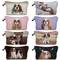 Cute King Charles Spaniel Cosmetic Bag Heat Transfer Print Makeup Bags Big Storage Bag For Travel Women 39;s Bag Child Pencil Case