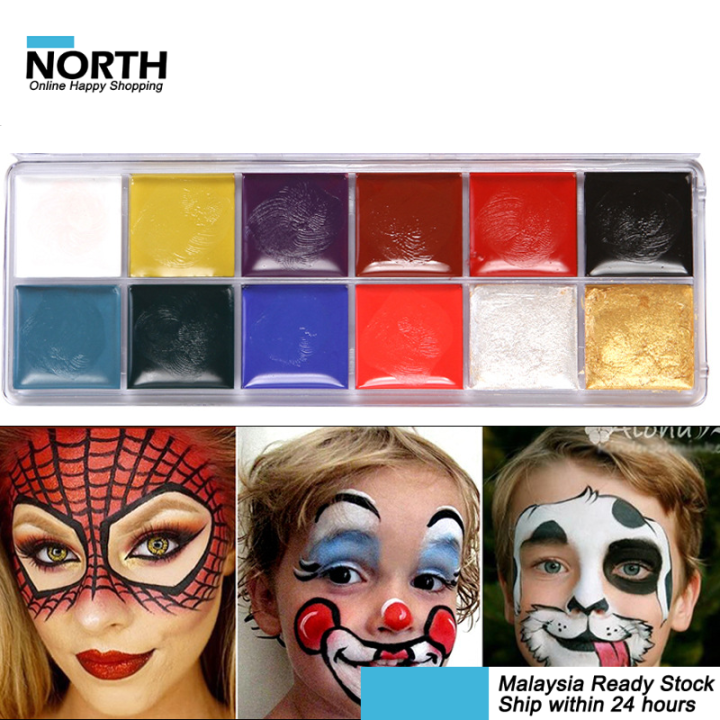 Professional Face Painting Kit - 12 Colors, Malaysia