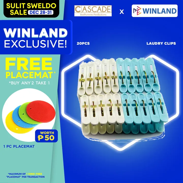 Cascade by Winland 20 Pieces Laundry Clips Made with PP Plastic