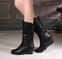 Winter Warm Fur Boots Womens Boots High Heels Side Zipper Female Shoes Black Woman Boots Shoes Wedge Boots Shose Women