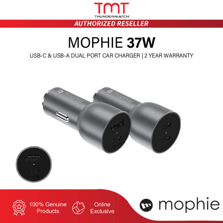 Mophie 37w Dual Port Car Charger, USBC & USBA 2 Year Warranty Lazada