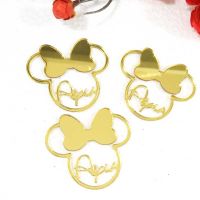 20PCS Personalized Engraved Mirror Mini Mouse Lettering Name Card Tags Baby Shower Party Birthday Decor