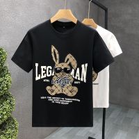 2023 New 100 Cotton Summer MenS T-Shirt Short Sleeve Rabbit Print Casual Oversized Tees Street Tops Free Shipping