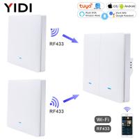 2 3 Way RF 433 Remote Smart Control Wall Light Switch 220V Tuya WiFi UK EU Standard Smart Life Alexa Home Assistant 1 2 3 Gang Power Points  Switches