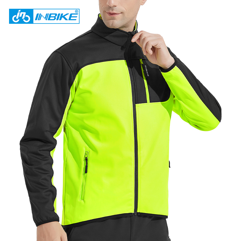 Men's Thermal Fleece Cycling Jacket Bicycle MTB Road Bike Jackets Long Jersey Breathable Reflective Softshell Windbreaker 