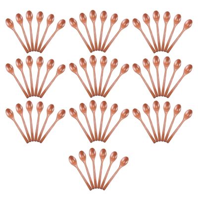 Wooden Spoons, 60 Pieces Wood Soup Spoons for Eating Mixing Stirring, Long Handle Spoon Kitchen Utensil