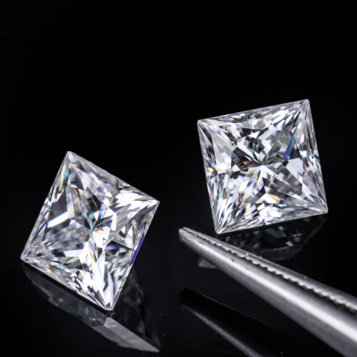 lab-moissanite-diamond-gemstone-princess-cut-d-color-vvs1-passed-diamond-tester-for-custom-jewelry-with-certificate