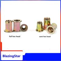 5/10/20pcs M4 M5 M6 M8 M10 M12 Carbon Steel Hex Hexagon Flat Head Binding Rivet Nut Insert Rivnut Nutsert Metric Thread