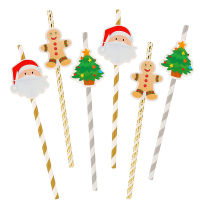 Christmas Disposable Straws Party Decorative Christmas Drinking Straws for Xmas Navidad Ornaments New Year Party Supplies