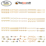 Beebeecraft 1 m Brass Handmade Paperclip Chains Drawn Elongated Cable