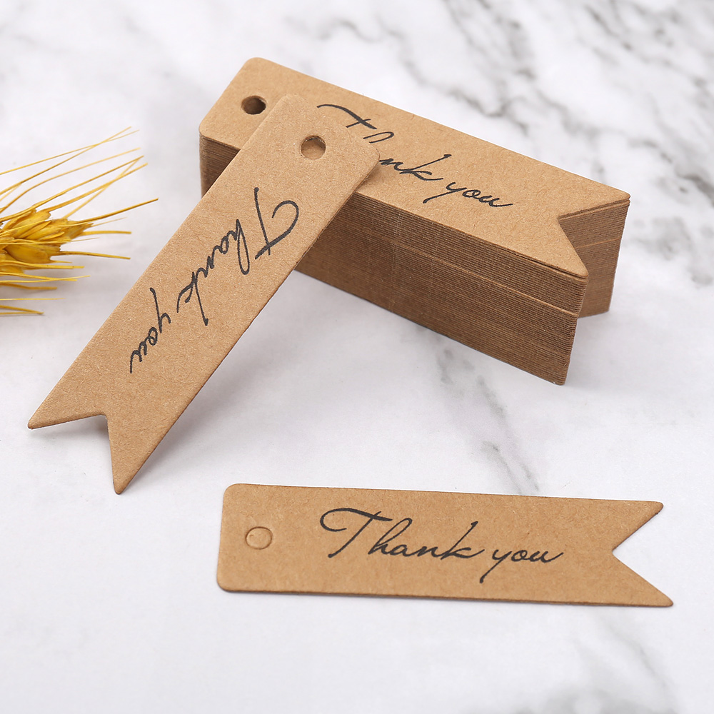White Yencoly Paper Label Card 2Colors 100pcs/lot Kraft Paper Hang Tag Gift Label Tag Thankful Message Card Apartment Decor Paper Label Card 