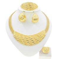 【lz】❖❁  Dubai Gold Color Jewelry Sets Para Mulheres Colar E Brinco Moda Jóias Wedding Party Luxo Qualidade Bridal Frete Grátis