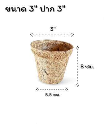 กระถางใยมะพร้าว รักษ์โลก รักคุณ ขนาด 3 นิ้ว ปาก 3 นิ้ว พร้อมลงดิน ชุด 10 ใบและชุด 20 ใบ