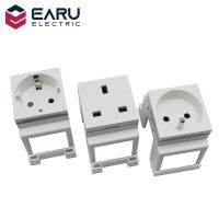 ☢ DIY EUROPEAN FRANCE UK EU FR Standard Card Din Rail Mount Power Socket 13A 16A 250V Digital Irregular White Modular Socket Model