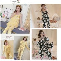 【WYR】Size M-XL 3 in 1 Women Sleepwear Pyjamas Korean Sleepwear Women Pajamas Lingerie Nightwear Baju Tidur Nightwear