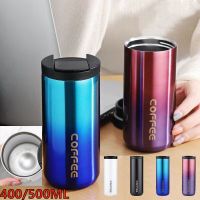 ┅☑✒ Thermos Cup For Coffee Stainless Steel Thermal Mug Leak-Proof NonSlip Car Vacuum Flask Travel Thermal Cup Bottle 400/500ml Gift