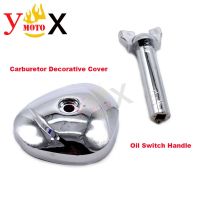 Motorcycle Chrome ABS Carburetor Carb Decorative Cover Guard Cap amp; Fuel Oil Switch Handle For Honda Steed 400/600 VLX400 VLX600