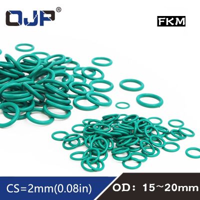10PC Fluorine rubber Ring Green FKM O rings Seal OD 15/16/17/18/19/20*2mm Thickness Rubber O-Ring Seal Oil Gaskets Fuel Washer Gas Stove Parts Accesso