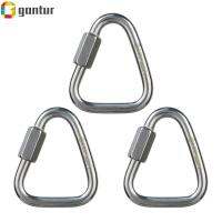 GANTUR เหล็กไร้สนิม เดินป่าตั้งแคมป์กลางแจ้ง อุปกรณ์เสริมล็อคสกรู Carabiner สามเหลี่ยม คลิปหนีบพวงกุญแจ โซ่หัวเข็มขัดกาต้มน้ำ ตะขอแขวนแบบแขวน