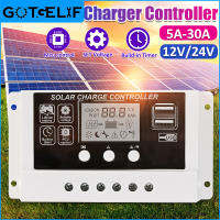 #10A Solar Charger Controller 10A 12V 24V เครื่องชาร์จแบตเตอรี่ LCD Dual USB แผงควบคุมพลังงานแสงอาทิตย์สำหรับ Max 50V PV Input RBL