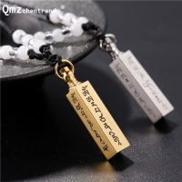 Stainless Steel Can Open Buddhism Faith Jewelry Sanskrit Mantra Stupas Amulet Square Pendant Necklace For Ash Urn Jar Jewelry