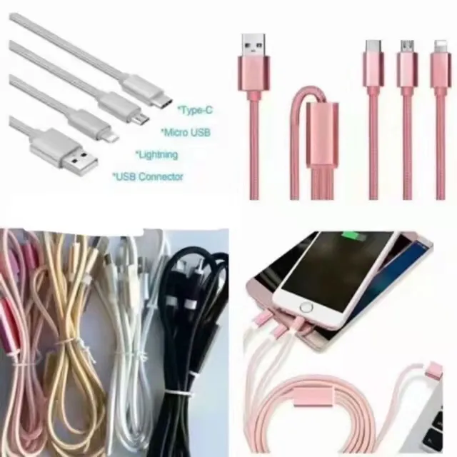 3in1 USB CORD FAST CHARGING WIRE USB COS SALE STRONG QUALITY METER LONG ...