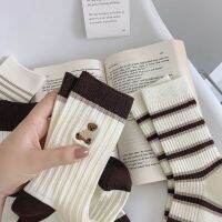 【cw】 1 Embroidery Socks Student Knitting Cotton Korean Stockings ！