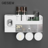 GESEW Multifunction Toothbrush Holder Waterproof Storage Box Automatic Toothpaste Dispenser Wall-mounted Bathroom Accessories