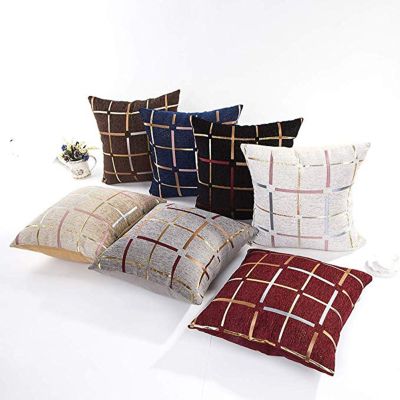 Meijuner Cushion Cover Chenille Plaid Square Pillows Case Covers Simple Throw Pillows Case for Sofa Home Car Office MY387