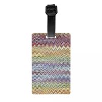 【DT】 hot  Boho Chic Modern Zigzag Luggage Tags Custom Geometric Multicolor Baggage Tags Privacy Cover ID Label