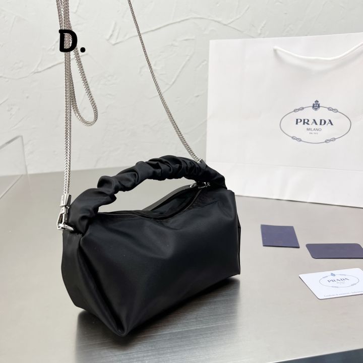 2022 New Prada Fashion Ins all-match Túi nylon xếp ly túi chuỗi túi đeo vai  túi đeo chéo 