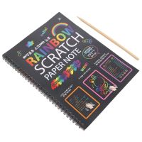 19X26Cm Color Rainbow Scratch Paper Note Book Black Diy Drawing Toys Scraping Painting Kid Doodle