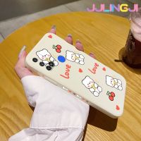 Jlingji เคสสำหรับ Tecno Spark 5 Air Spark 6 Air Spark 7 Pro Pova Neo Pova 3 Spark 8 Pro เคสแฟชั่นลายหมีเชอร์รี่เคสมือถือนิ่มบางเคสขอบสี่เหลี่ยมด้านข้างเคสซิลิโคนนิ่มกันกระแทก