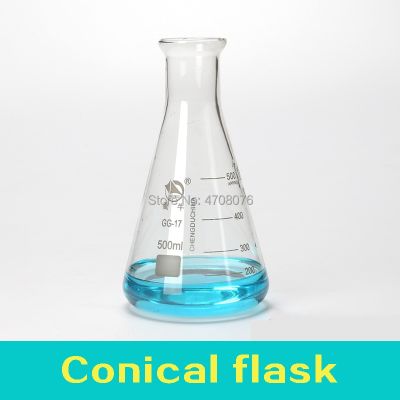 Yingke แก้วที่จบการศึกษาฟลาสค์รูปทรงกรวยบอโรซิลิเกตขวดทดลองพลาสติก Pyrex ขวดสามเหลี่ยมปริมาตรสำหรับการทดลองทางเคมี50-1000มล.