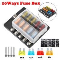 10Ways Car Blade Holder Fuse Box Modified Terminal Block Fuse with LED Warning Light for Car Boat 12V 24V Fuses Accessories