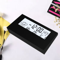 Digital LCD Desk Snooze Alarm clock White with Calendar and Digital Thermometer Hygrometer Modern home Table Watch Battery